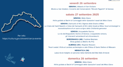 GIORNATE EUROPEE DEL PATRIMONIO 2025: NASCE LA NUOVA SABAP LIGURIA